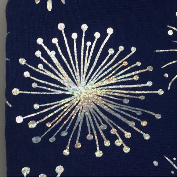 2 pc Williamsburg Fireworks Terry Kitchen Towels Iridescent Silver Foil July 4th - Picture 3 of 8